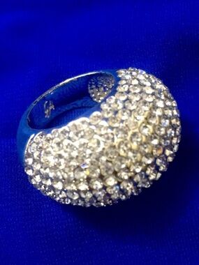 ⚠️4/$15⚠️ Grace Adele Brooklyn Statement Ring Silver Tone with Rhinestones